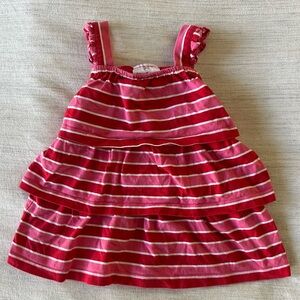 Hanna Andersson Striped Red, Pink & White Tiered Tank Top